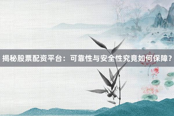 揭秘股票配资平台：可靠性与安全性究竟如何保障？