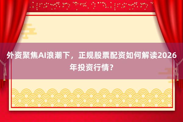 外资聚焦AI浪潮下，正规股票配资如何解读2026年投资行情？