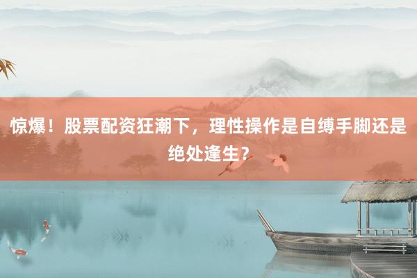 惊爆！股票配资狂潮下，理性操作是自缚手脚还是绝处逢生？