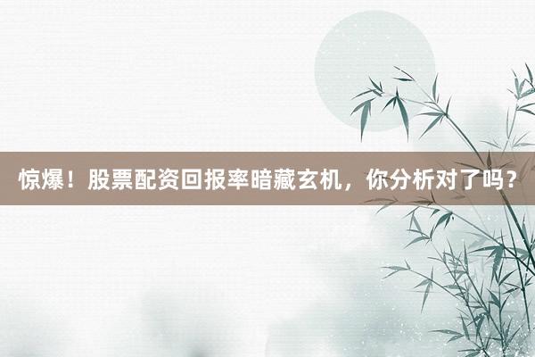 惊爆！股票配资回报率暗藏玄机，你分析对了吗？