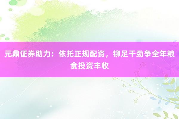 元鼎证券助力：依托正规配资，铆足干劲争全年粮食投资丰收