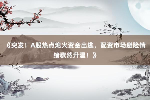 《突发！A股热点熄火资金出逃，配资市场避险情绪骤然升温！》