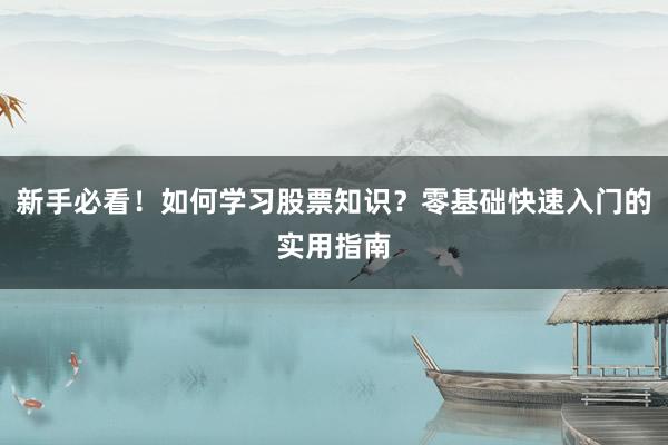 新手必看！如何学习股票知识？零基础快速入门的实用指南