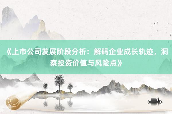 《上市公司发展阶段分析：解码企业成长轨迹，洞察投资价值与风险点》