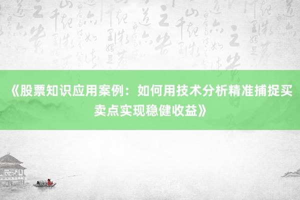 《股票知识应用案例：如何用技术分析精准捕捉买卖点实现稳健收益》
