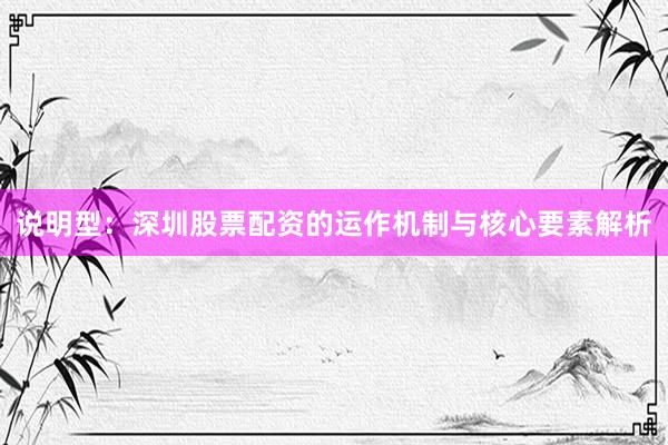 说明型：深圳股票配资的运作机制与核心要素解析