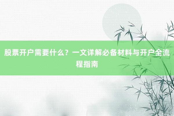 股票开户需要什么?一文详解必备材料与开户全流程指南