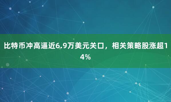 比特币冲高逼近6.9万美元关口，相关策略股涨超14%