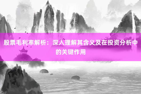 股票毛利率解析：深入理解其含义及在投资分析中的关键作用