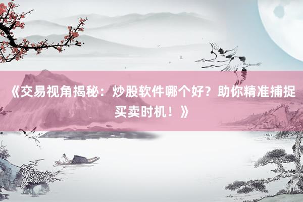 《交易视角揭秘：炒股软件哪个好？助你精准捕捉买卖时机！》