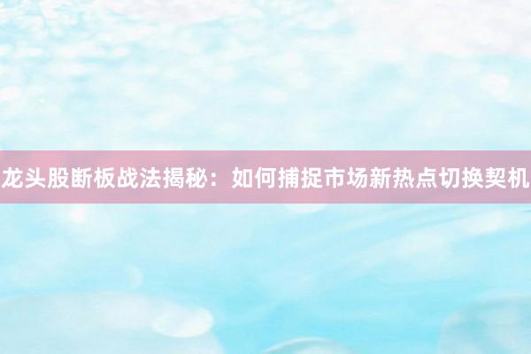 龙头股断板战法揭秘：如何捕捉市场新热点切换契机