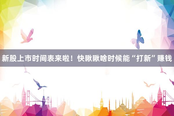 新股上市时间表来啦!快瞅瞅啥时候能“打新”赚钱
